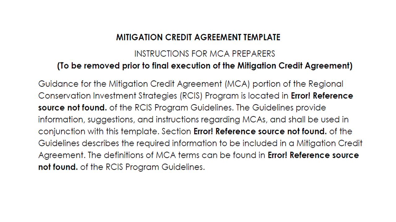 Instructions for preparing an MCA